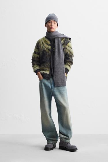 BRUSHED JACQUARD CARDIGAN - Green by Zara - Image 0
