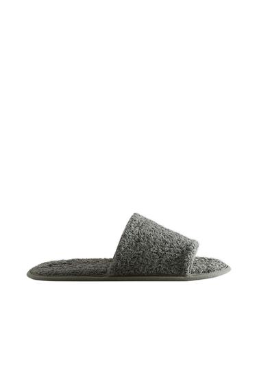 OPEN TERRY BATHROOM SLIPPERS - Khaki Green by Zara