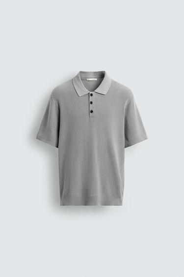 PURL KNIT POLO SHIRT - Grey by Zara