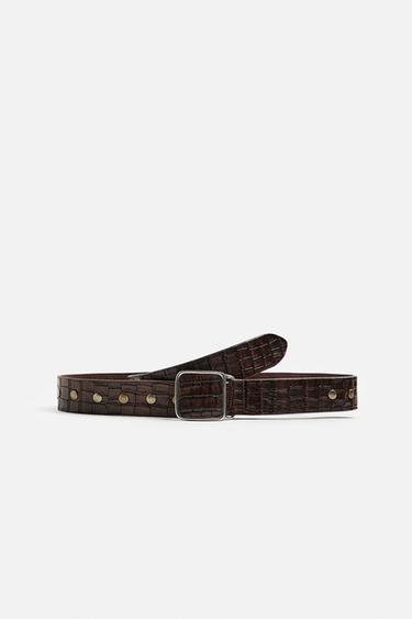 LIMITED EDITION EMBOSSED LEATHER BELT - Brown by Zara - Image 0