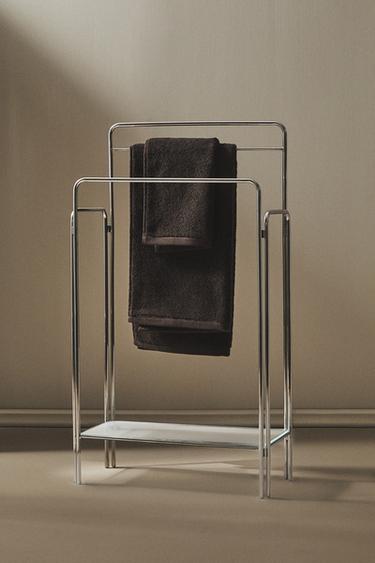STEEL AND GLASS TOWEL RACK - Grey by Zara
