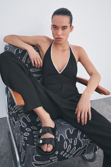 FLAT SANDALS WITH METAL DETAILS - Black by Zara - Image 0