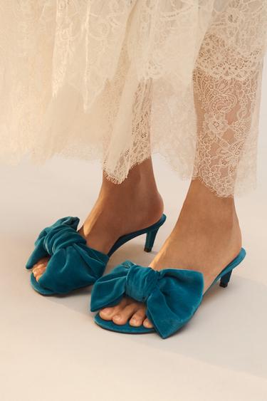 LIMITED EDITION MAXI BOW HEELED SANDALS - Blue by Zara