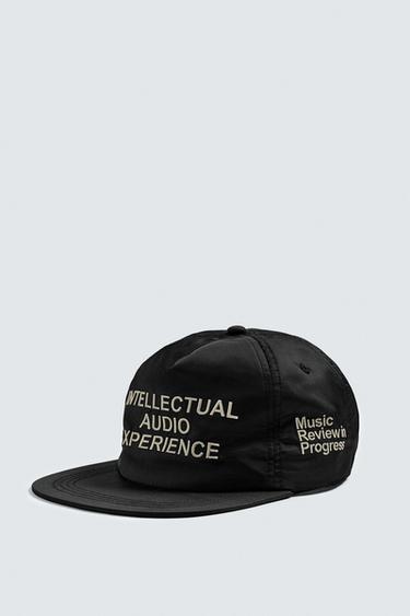 EMBROIDERED FLAT PEAK CAP - Black by Zara