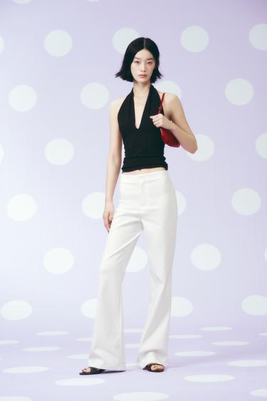 HIGH-WAIST FLARE TROUSERS - Ecru by Zara
