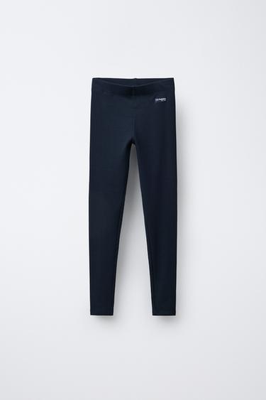 RIBBED LEGGINGS WITH LABEL - Navy blue by Zara