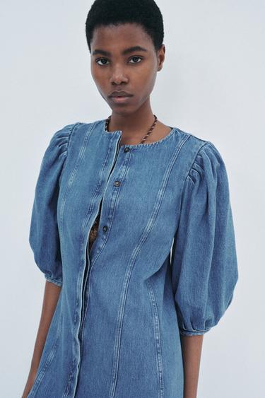 ZW COLLECTION DENIM MIDI DRESS - Blue by Zara