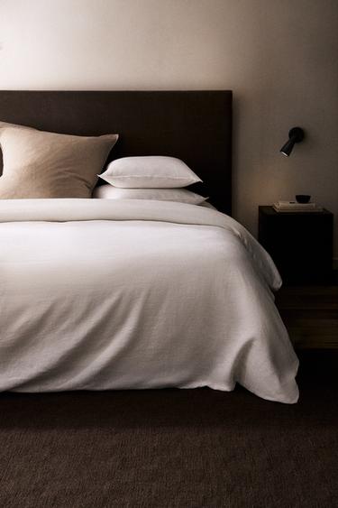 WASHED LINEN DUVET COVER (160 GxM²) - White by Zara
