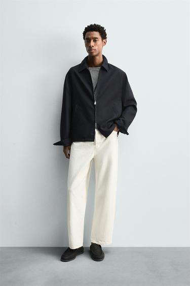 WOOL ZIP-UP OVERSHIRT - Navy blue by Zara - Image 0