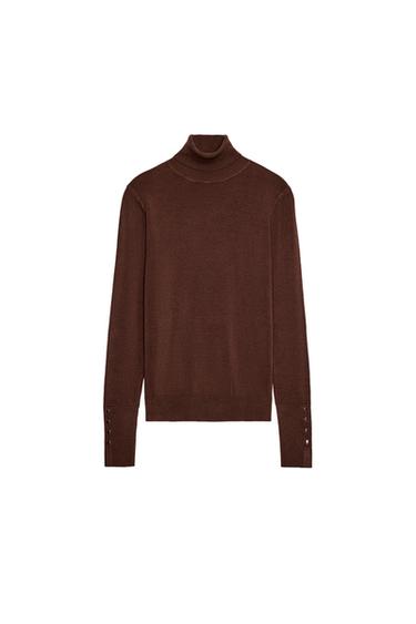 BASIC PLAIN KNIT JUMPER - Chocolate by Zara