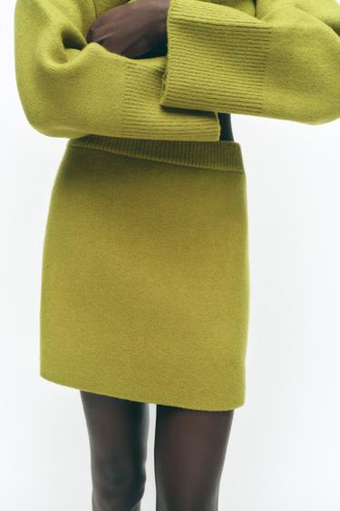 PLAIN KNIT MINI SKIRT - Light green by Zara