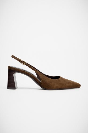 SLINGBACK HEEL SHOES - Chocolate Brown by Zara