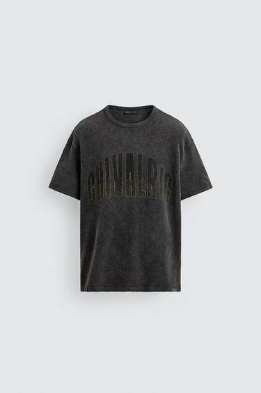 WASHED PRINT KNIT T-SHIRT - Black by Zara
