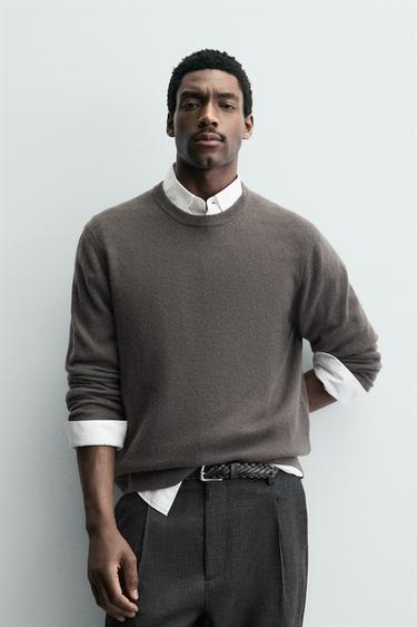 CASHMERE REGULAR FIT JUMPER - Taupe grey by Zara