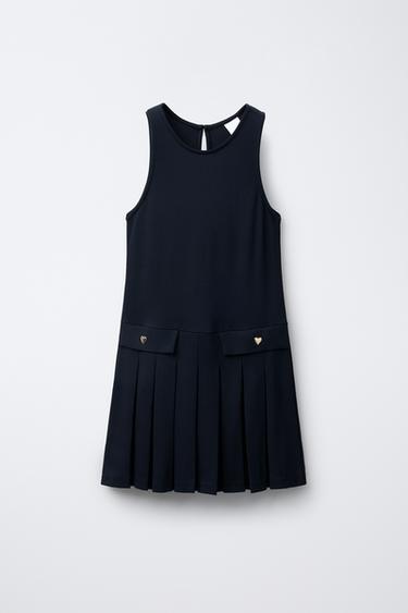 PLEATED PINAFORE DRESS - Navy blue by Zara - Image 0
