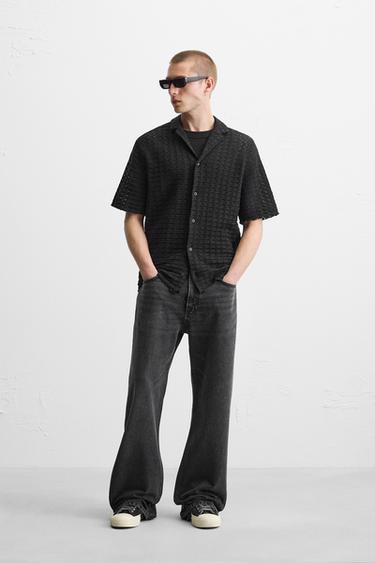 TEXTURED WEAVE KNIT SHIRT - Black by Zara - Image 0
