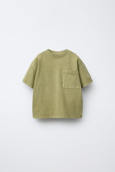 GARMENT DYE T-SHIRT WITH POCKET - Khaki by Zara - Image 0