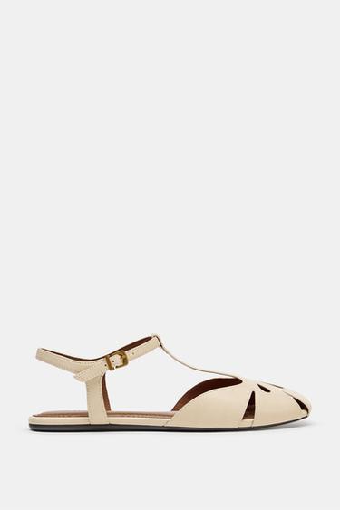 FLAT CAGE SANDALS - Ecru White by Zara