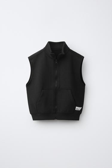 INTERLOCK GILET WITH LABEL - Black by Zara