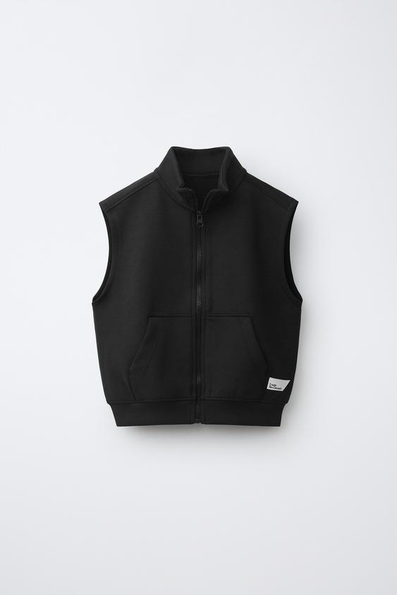 INTERLOCK GILET WITH LABEL - Black by Zara - Image 0