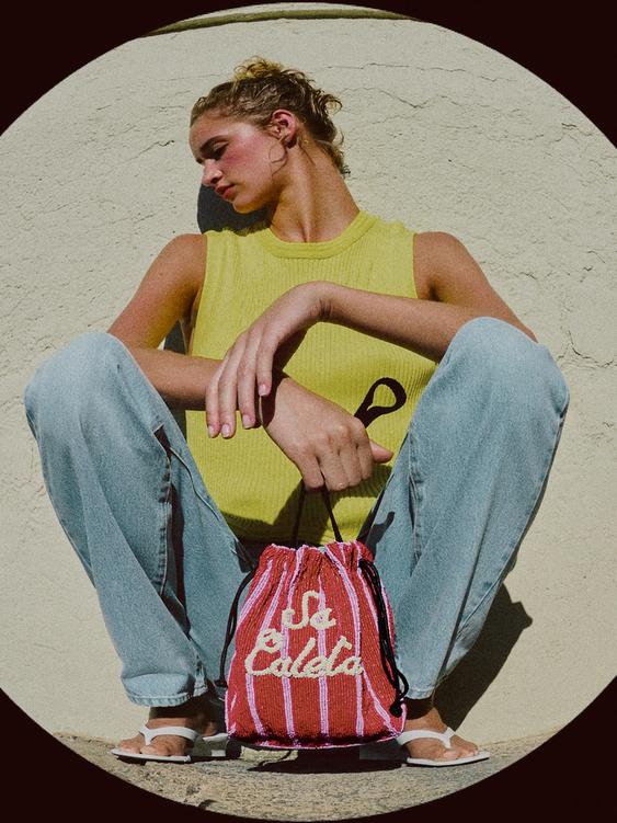 BEADED BUCKET BAG - Red by Zara - Image 0