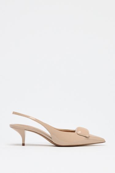 SLINGBACKS WITH HEEL DETAIL - Beige by Zara