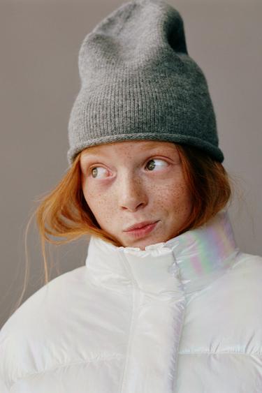 WOOL BLEND KNIT BEANIE - Grey by Zara