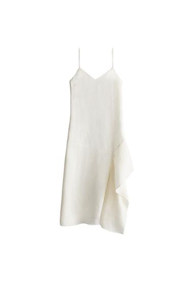 ASYMMETRIC LINEN BEACH DRESS - Ecru by Zara