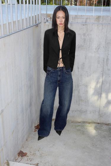 FAUX SUEDE SHIRT WITH TIES - Black by Zara