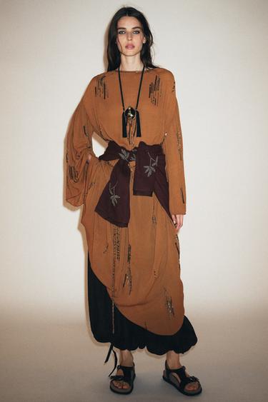 BEADED DRESS ZW COLLECTION - Ochre by Zara - Image 0