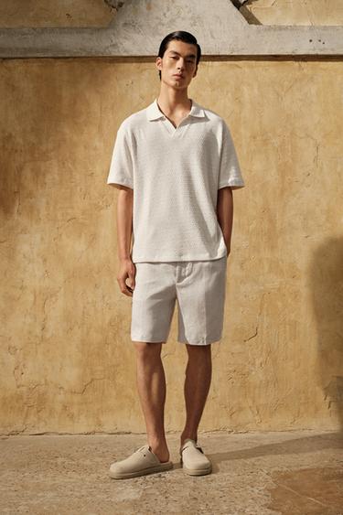 GEOMETRIC JACQUARD POLO SHIRT - Ecru by Zara