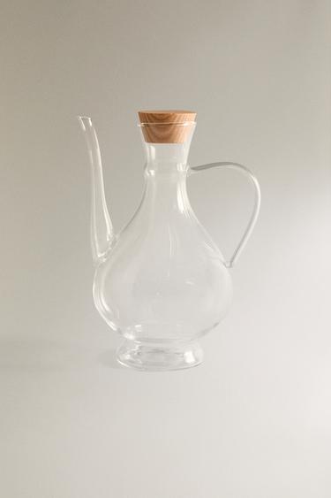 BOROSILICATE CRUET WITH WOODEN STOPPER - Transparent by Zara