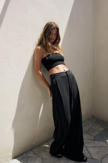 DOUBLE PLEAT TROUSERS WITH FLAPS - Black by Zara