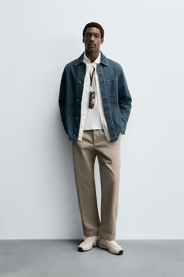 TEXTURED STRAIGHT-LEG TROUSERS - Beige by Zara