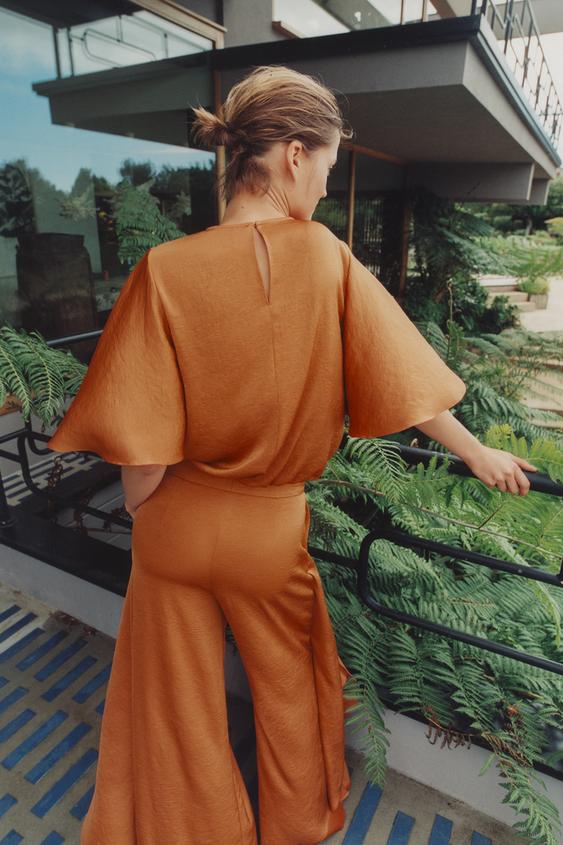FLOWING SHIRT WITH FRILL SLEEVES - Burnt orange by Zara - Image 0