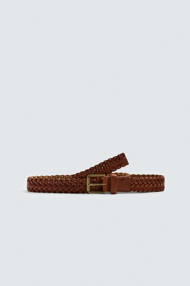 BRAIDED LEATHER BELT - Leather by Zara