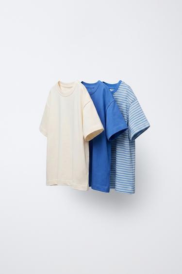 3-PACK OF STRIPED AND PLAIN T-SHIRTS - Blue by Zara