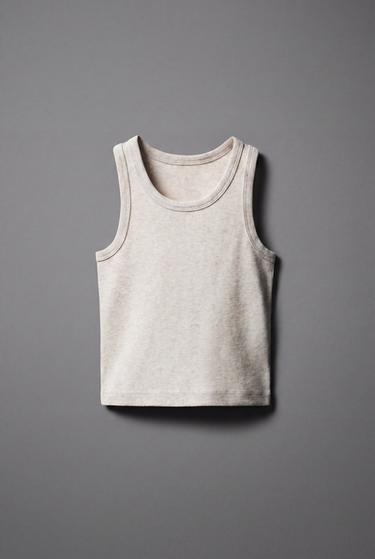 RIB MELANGE T-SHIRT - Sand / Marl by Zara