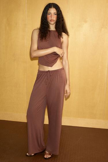 FLOWING DRAWSTRING TROUSERS - Terracotta by Zara