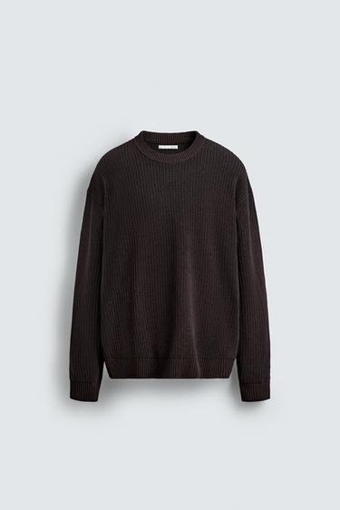 RELAXED FIT CHENILLE SWEATER - Chocolate by Zara