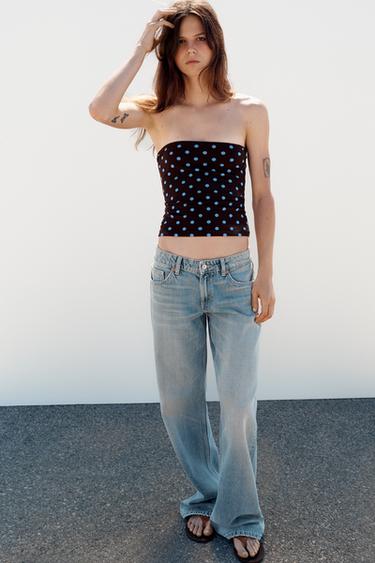 POLKA DOT BANDEAU TOP - Brown by Zara