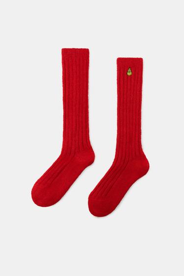 GRINCH™ EMBROIDERED TALL SOCKS - Red by Zara