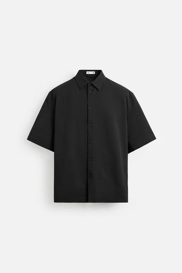 RELAXED FIT SEERSUCKER SHIRT - Black by Zara