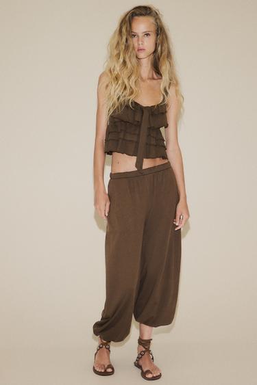 PLUSH BALLOON TROUSERS - Brown by Zara
