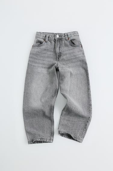 RELAXED BAGGY DENIM TROUSERS - Grey by Zara