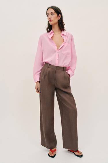 OVERSIZE COTTON SHIRT - Pale pink by Zara