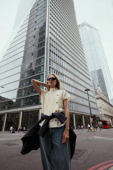 CONTRAST BUTTON SHIRT - Ecru by Zara - Image 0