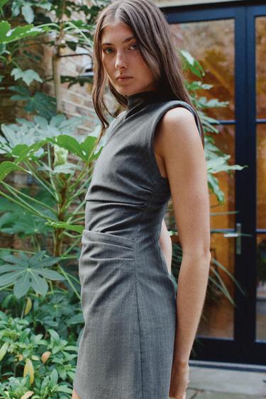 SHORT DRESS WITH SHOULDER PADS - Anthracite Grey by Zara