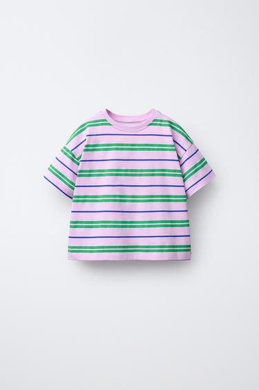 STRIPED T-SHIRT - Mauve by Zara
