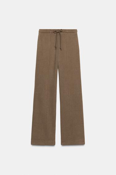 SOFT WIDE-LEG TROUSERS - Dark mink by Zara